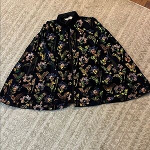 The Rose Collectives Navy Velvet Floral Sequins Unique Lightweight Collar Cape